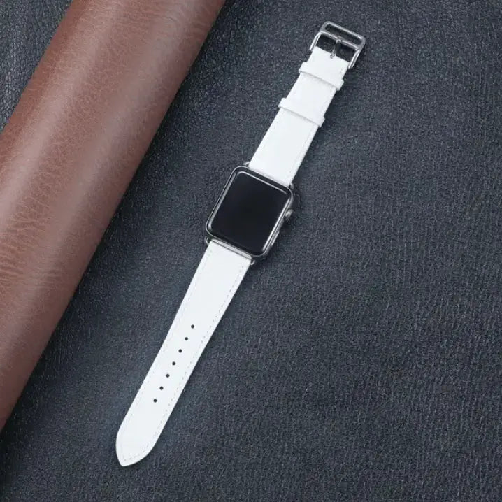 Leather Classic Buckle | White Bandify